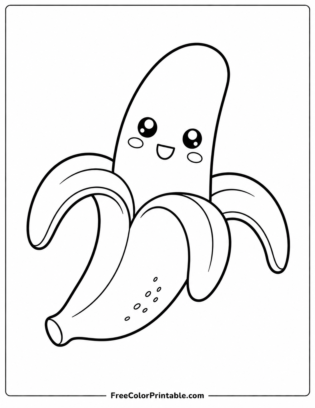 Kawaii peeled banana coloring page Coloring Page — Free Printable — free printable coloring page